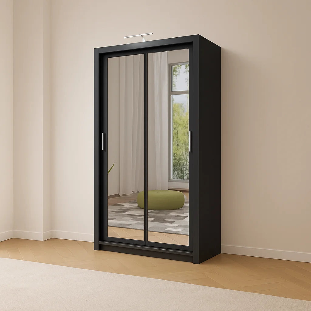 Berlin wardrobe – 120cm black, closed