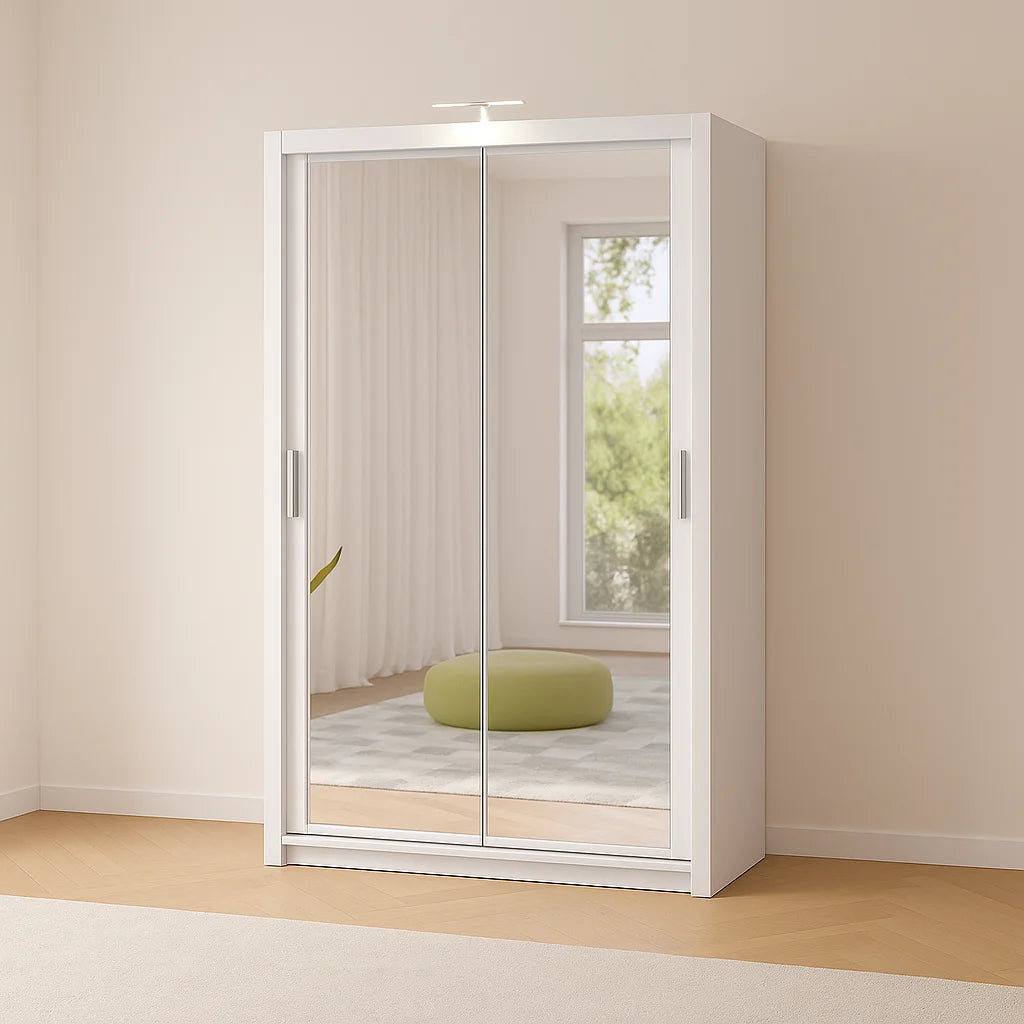 Berlin wardrobe – 120cm white, closed