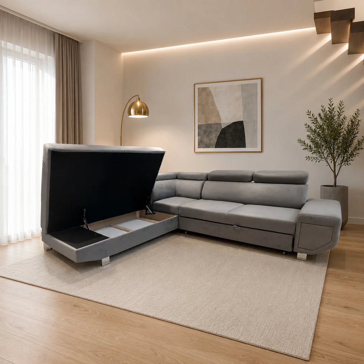 Arctic Storage Corner Sofa Bed – side view