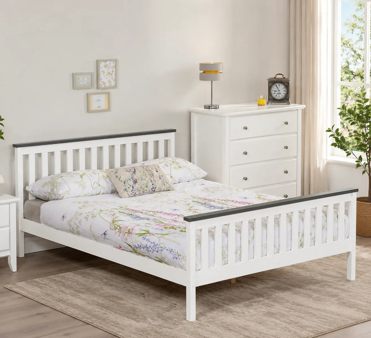Denver White Pinewood Bed Frame