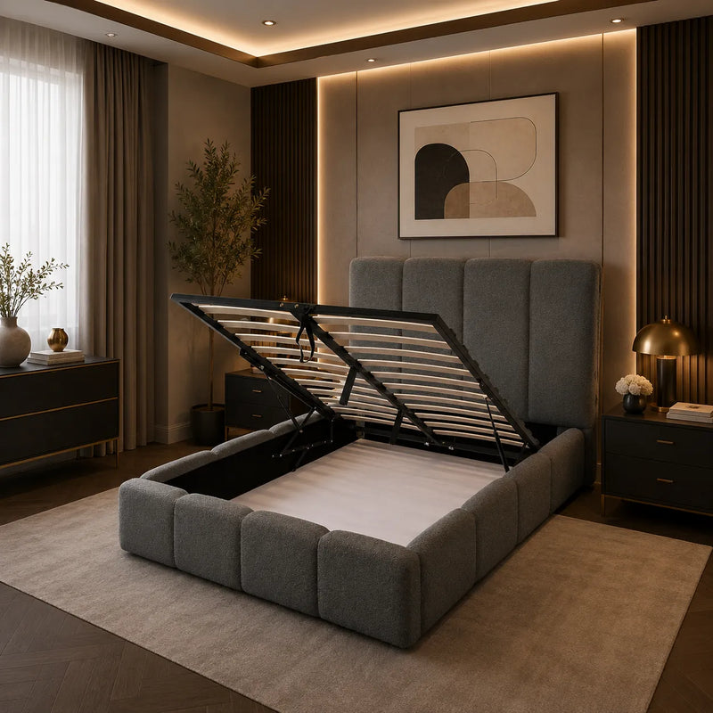 Teddy Plush Velvet Bed with Storage
