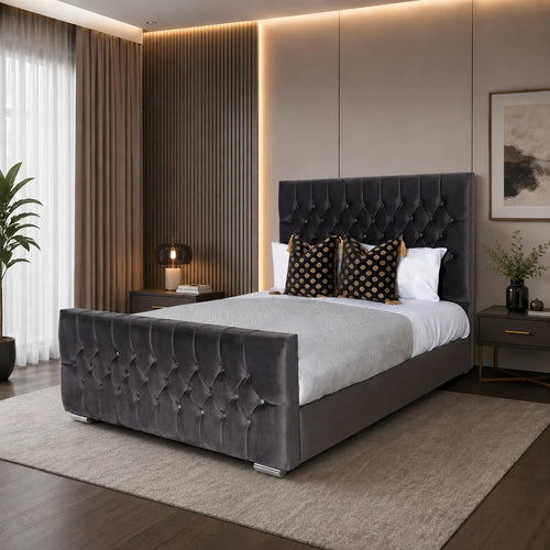 Chesterfield Bed Frame – Grey Rose
