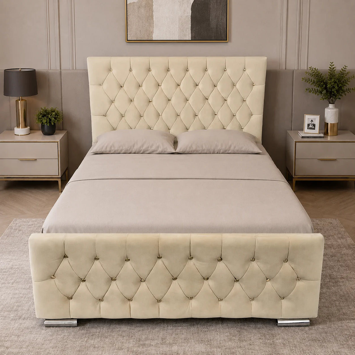 Chesterfield Bed Frame – Grey Rose