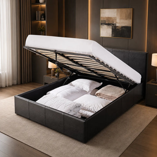 Leather Ottoman Storage Bed – view 2