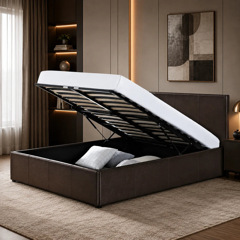 Leather Ottoman Storage Bed (End Lift Up)
