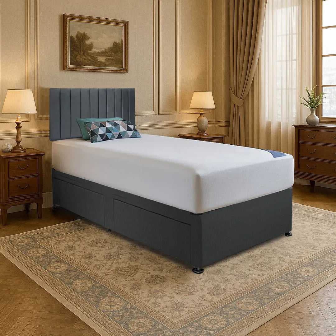 Divan bed – single, panel line headboard
