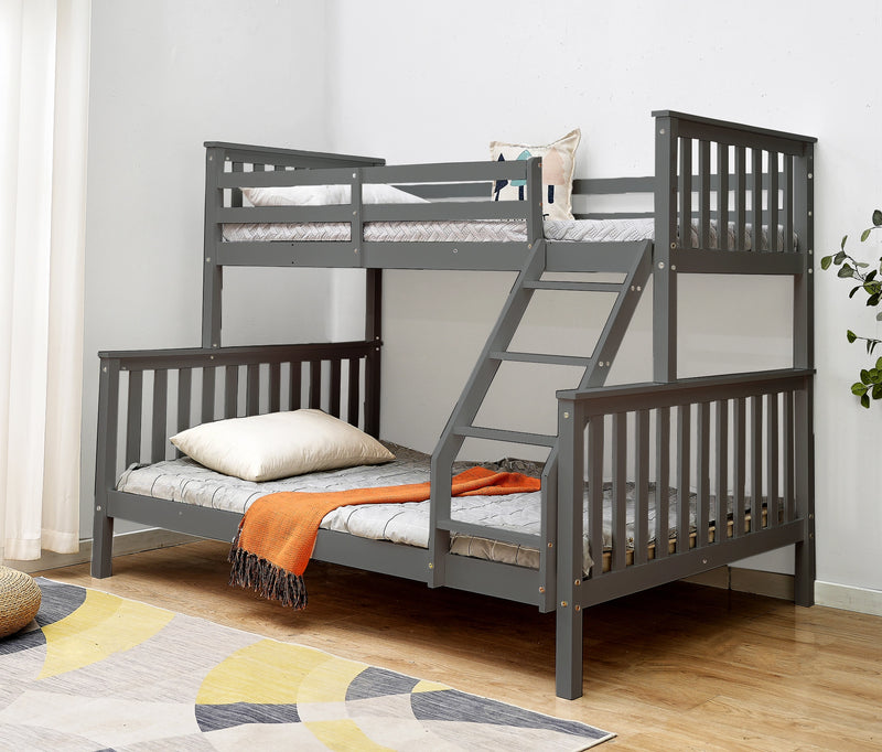 Triple Wooden Bunk Bed with Mattress – Comfort, Safety & Style