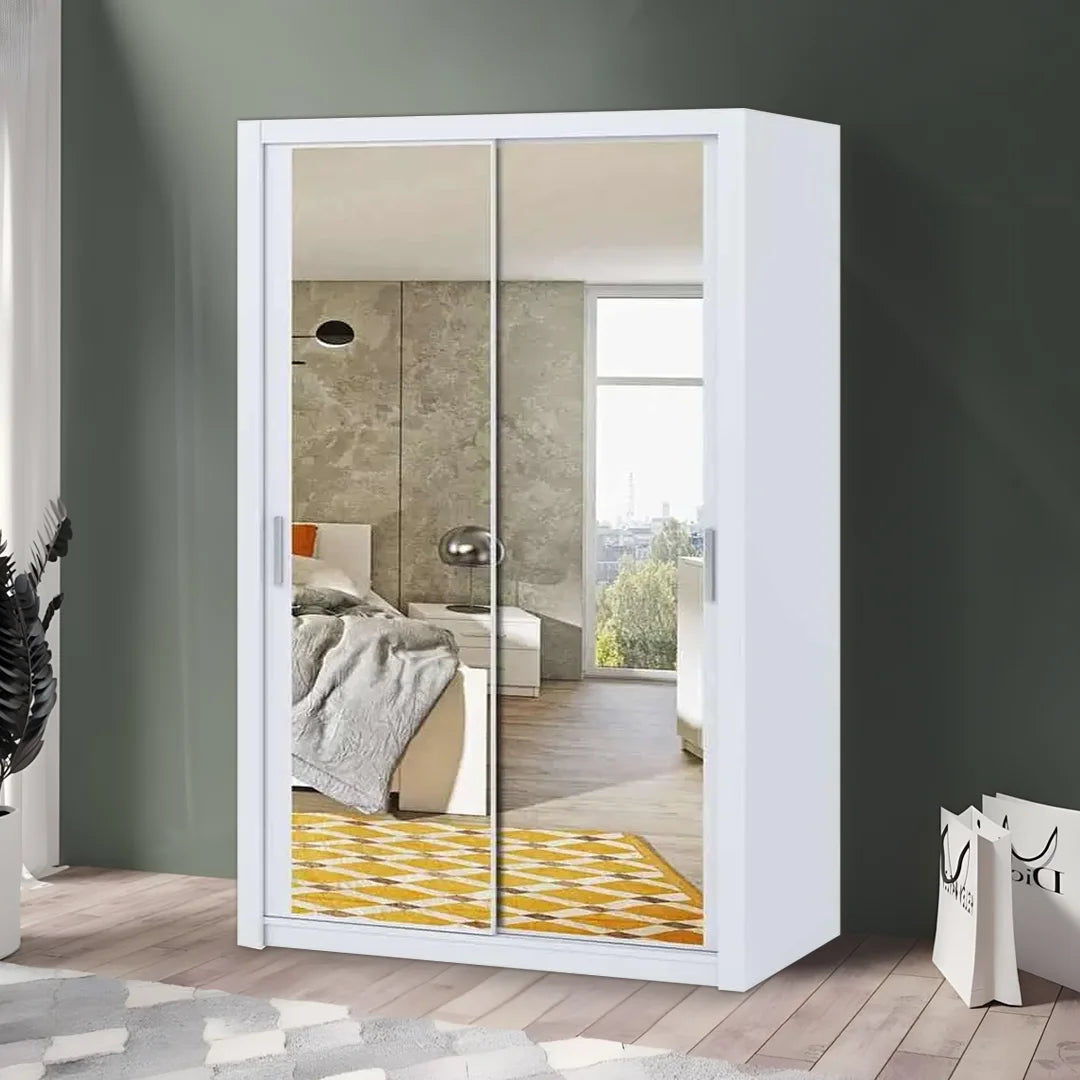 White 150cm Bonito Mirror Door Wardrobe