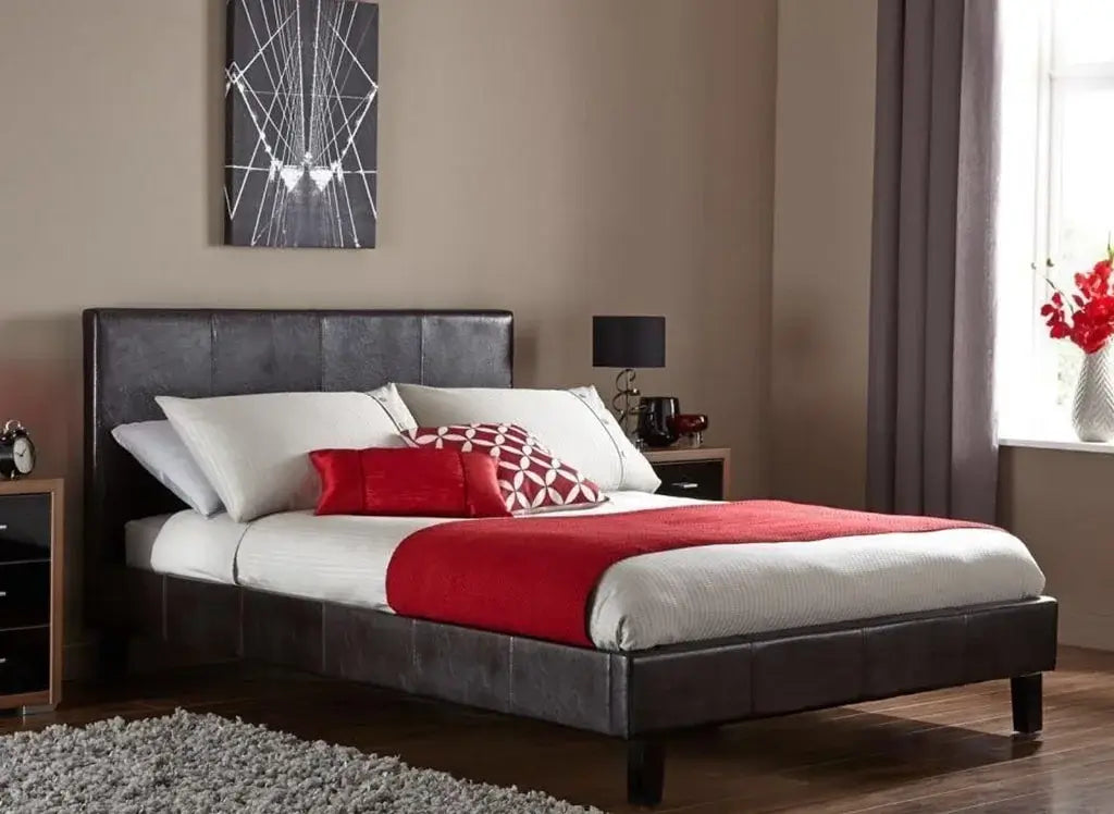 Faux Leather Bed Frame – brown